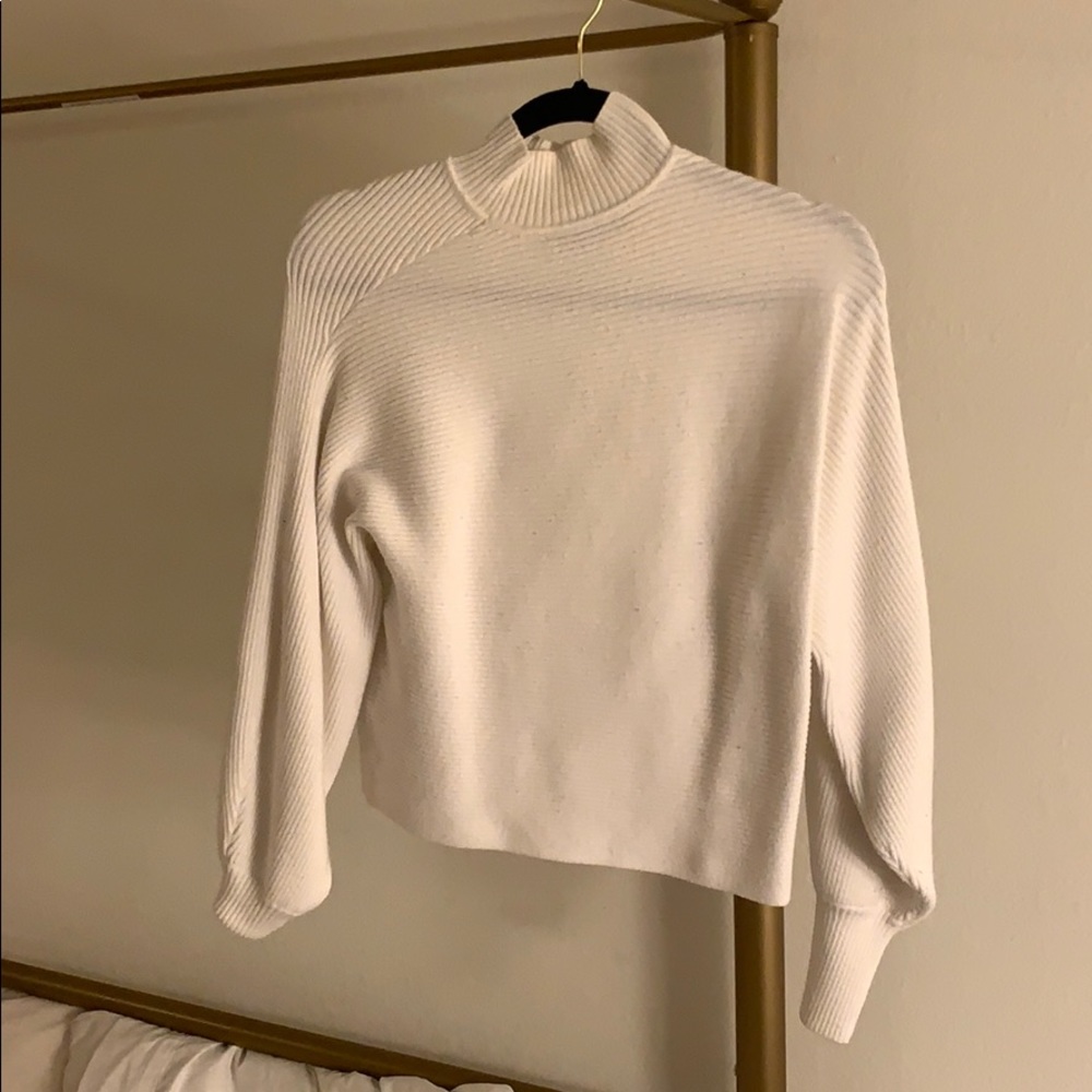 Zara white sweater mock turtleneck